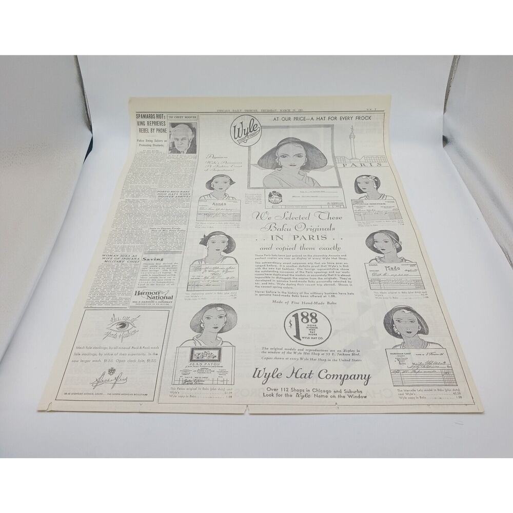 1931 Chicago Tribune Wyle Hat Co Ad Dr Paul Pearson Capt Abram Kean Jr A Penrod - Picture 2 of 12